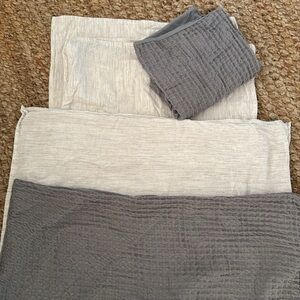4 pc THRESHOLD GRAY PILLOW COVERS & GRAY & WHITE PILLOWCASES BUNDLE